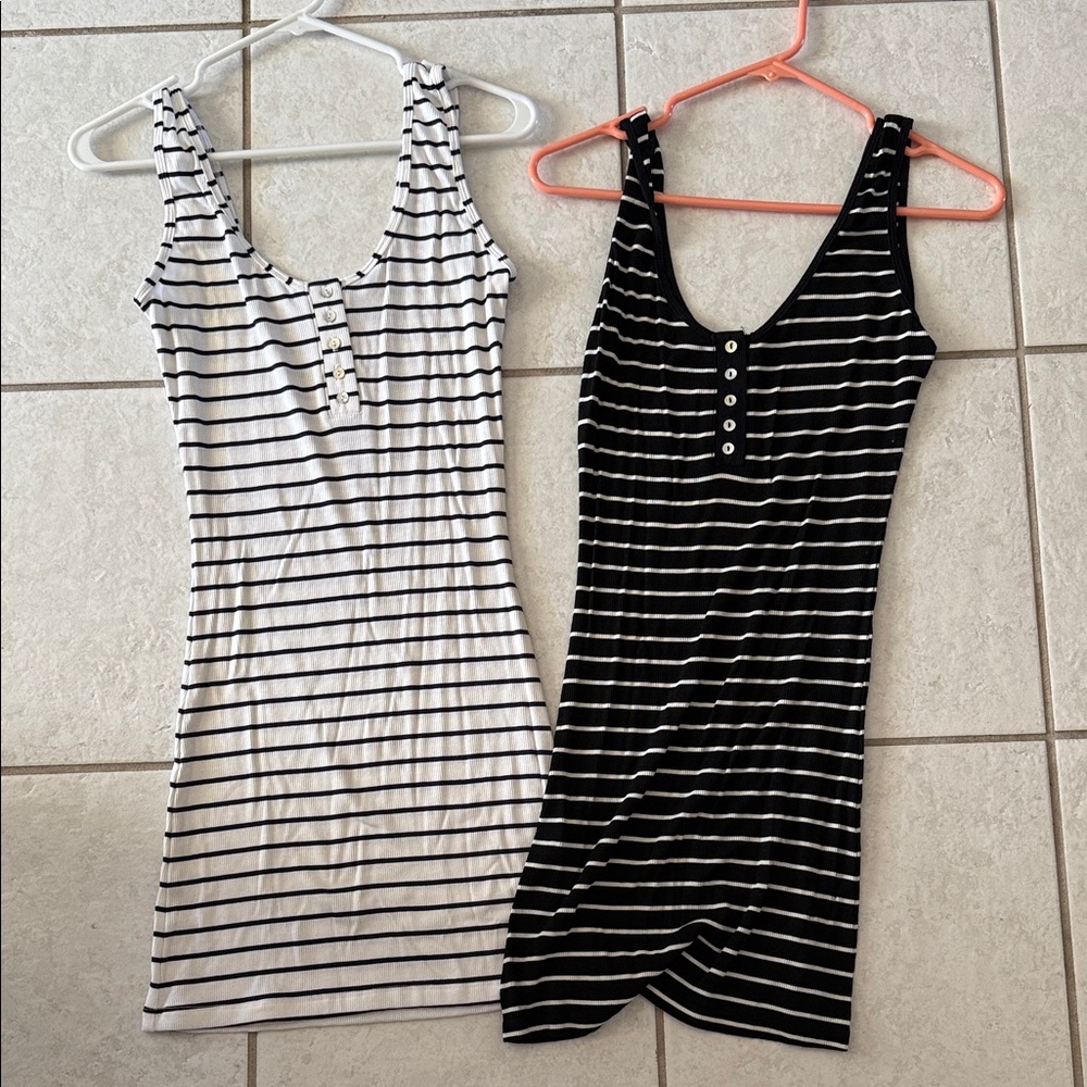 Beach Bunny Black and White Striped Dresses